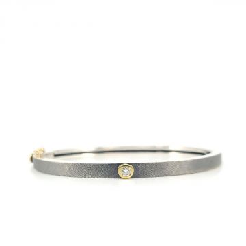 Junia Bangle 4mm - Silver 18K Gold & Diamond